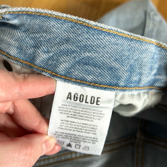 AGOLDE dee high rise rolled hem denim shorts hazard light wash rigid size 30 - Picture 10 of 14